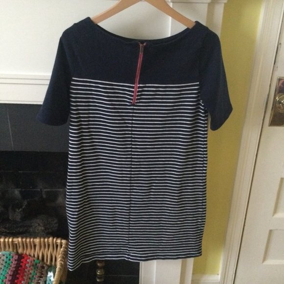 Gap Boatneck Mariner Dress Stripes Knit Navy White Shift - Sz Medium - Picture 4 of 15